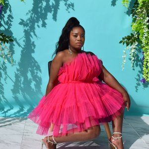 Pink Mesh Baby Doll Dress